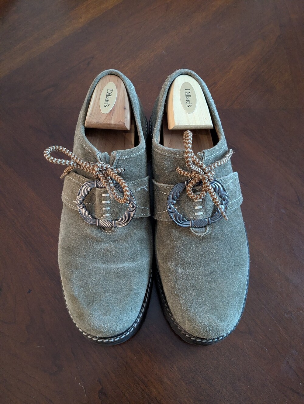 Suede Leather German Traditional Shoes Green Oktoberfest Landhaus Size 42 Buckle